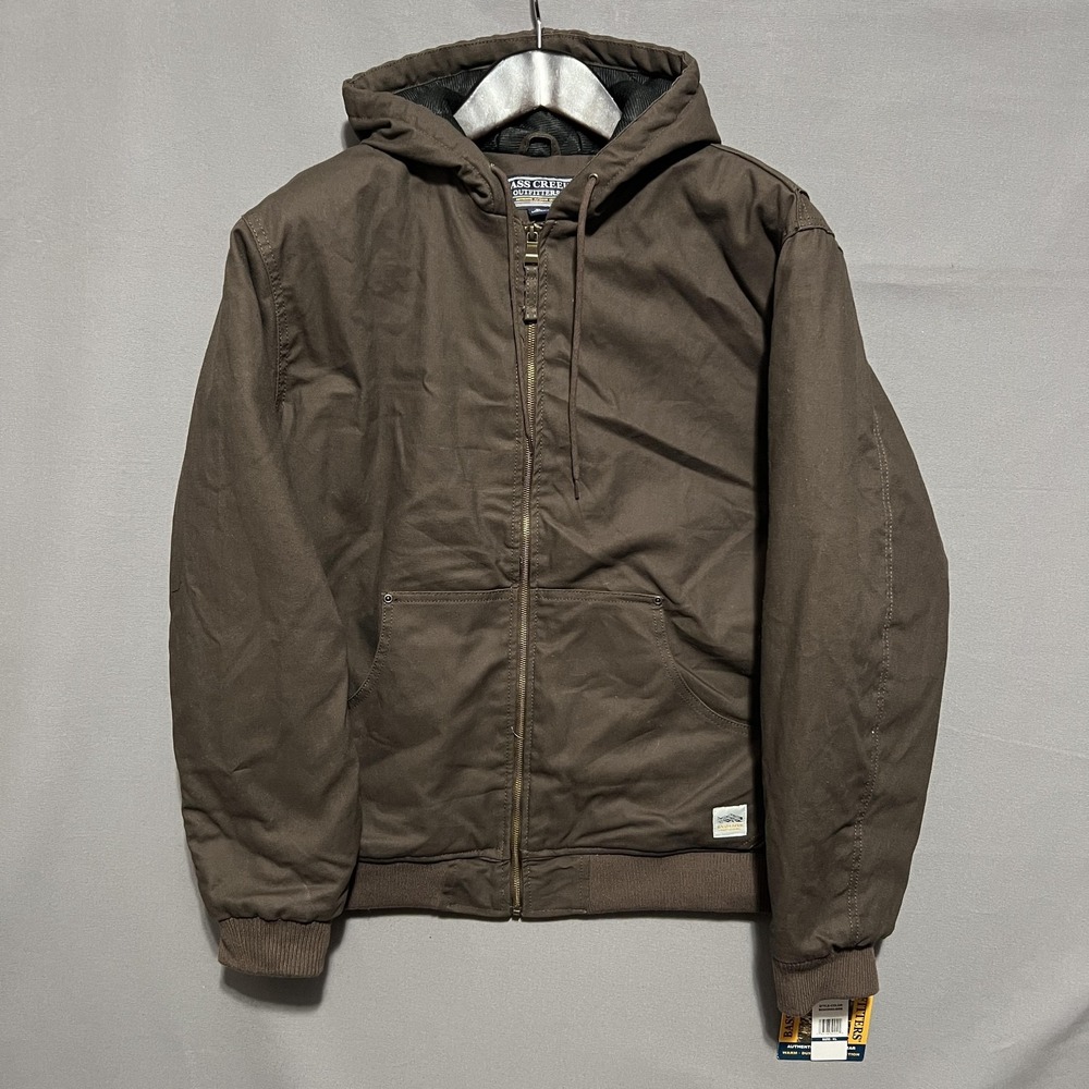 Bass Creek Outfitters Jacket Mens XL Brown Hooded Bomber‎ Insulated Workwear